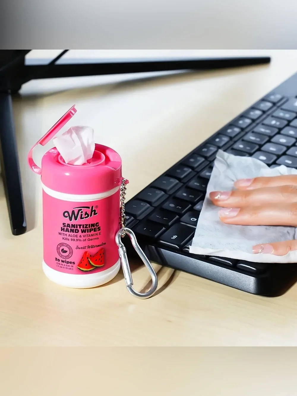 Wish (1) Sanitizing Hand Wipes Keychain